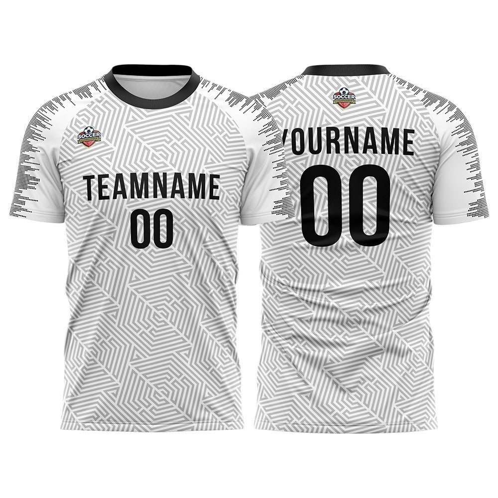 Benutzerdefinierte Fußball Trikots für Männer Frauen Personalisierte Fußball Uniformen für Erwachsene und Kind Weiß-Schwarz