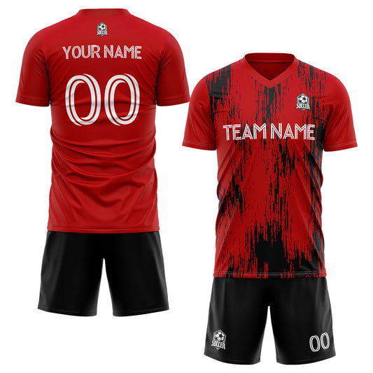 Benutzerdefinierte Fußballuniform Jersey Kinder Erwachsene Personalisiertes Set Jersey Shirt Rot