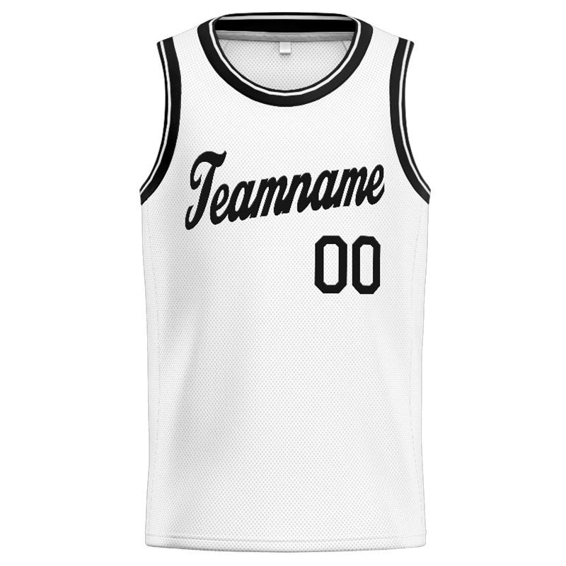 Benutzerdefinierte Authentisch  Basketball Trikot Weiß- Schwarz