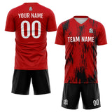 Benutzerdefinierte Fußball Trikots für Männer Frauen Personalisierte Fußball Uniformen für Erwachsene und Kind Rot-Schwarz