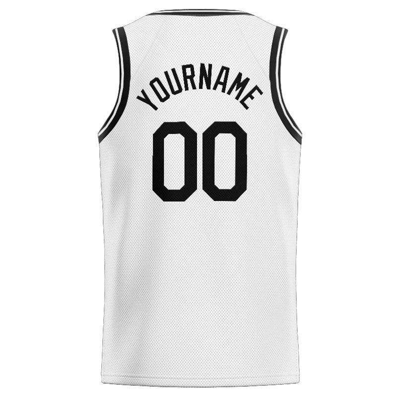 Benutzerdefinierte Authentisch  Basketball Trikot Weiß- Schwarz