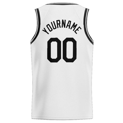 Benutzerdefinierte Authentisch  Basketball Trikot Weiß- Schwarz