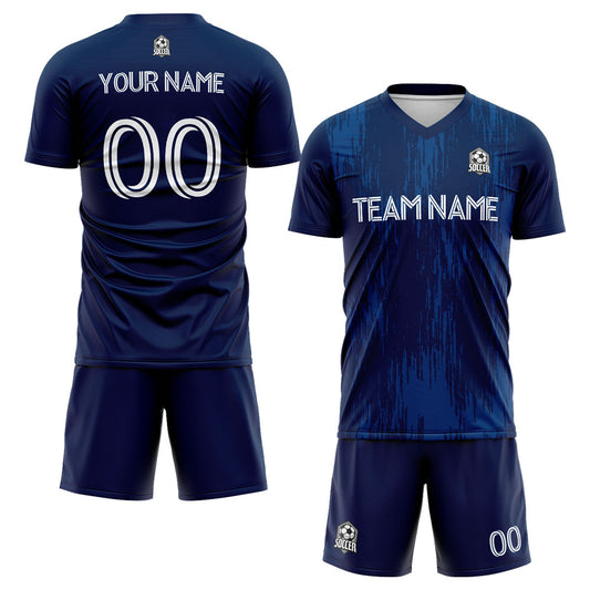 Benutzerdefinierte Fußballuniform Jersey Kinder Erwachsene Personalisiertes Set Jersey Shirt Blau