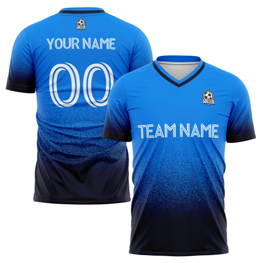 Benutzerdefinierte Fußballuniform Jersey Kinder Erwachsene Personalisiertes Set Jersey Shirt Blau