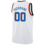 Benutzerdefinierte Authentisch Basketball Trikot Weiß-Blau-Orange-Marine