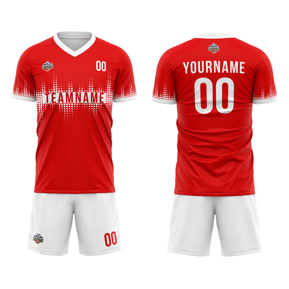 Benutzerdefinierte Fußball Trikots für Männer Frauen Personalisierte Fußball Uniformen für Erwachsene und Kind Rot-Weiß