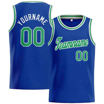 Benutzerdefinierte Authentisch  Basketball Trikot königlich -Grün -Weiß