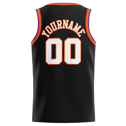 Benutzerdefinierte Authentisch  Basketball Trikot Schwarz-Weiß-Orange-Lila
