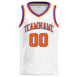 Benutzerdefinierte Authentisch  Basketball Trikot Weiß-Orange-Lila