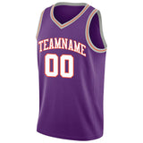 Benutzerdefinierte Authentisch Basketball Trikot Schwarz-Weiß-Orange-Violett
