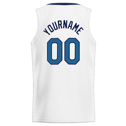 Benutzerdefinierte Authentisch  Basketball Trikot Weiß-Marine