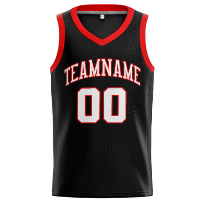 Benutzerdefinierte Authentisch  Basketball Trikot Schwarz-Weiß-Rot