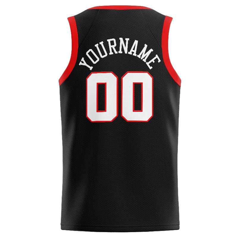 Benutzerdefinierte Authentisch  Basketball Trikot Schwarz-Weiß-Rot