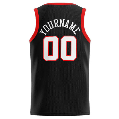 Benutzerdefinierte Authentisch  Basketball Trikot Schwarz-Weiß-Rot