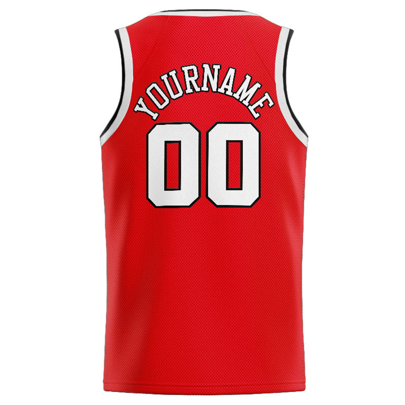 Benutzerdefinierte Authentisch  Basketball Trikot Rot-Weiß-Schwarz