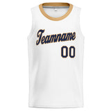 Benutzerdefinierte Authentisch  Basketball Trikot Weiß-Schwarz-Gold