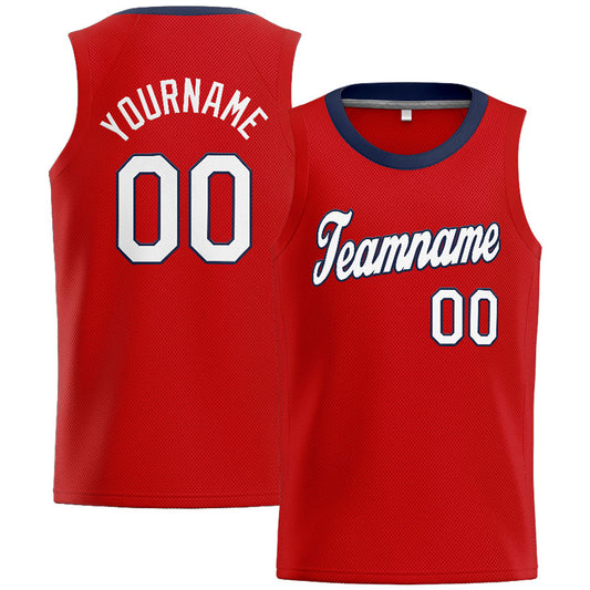 Benutzerdefinierte Authentisch  Basketball Trikot Rot-Weiß-Marine