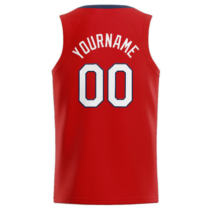 Benutzerdefinierte Authentisch  Basketball Trikot Rot-Weiß-Marine