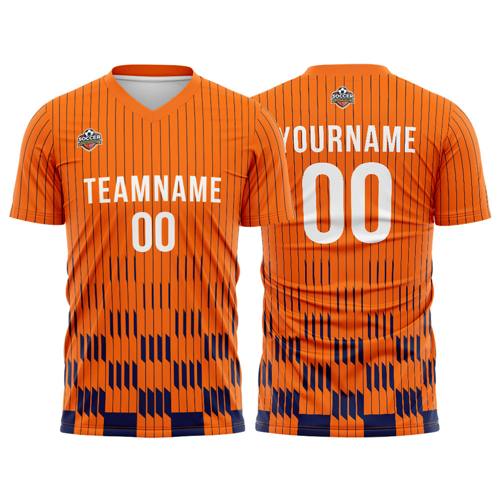 Benutzerdefinierte Fußball Trikots für Männer Frauen Personalisierte Fußball Uniformen für Erwachsene und Kind Orange-Marine