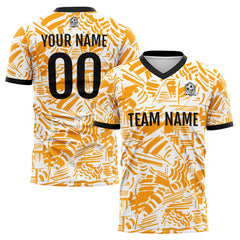 Benutzerdefinierte Fußball Trikots für Männer Frauen Personalisierte Fußball Uniformen für Erwachsene und Kind Orange&Schwarz&Weiß