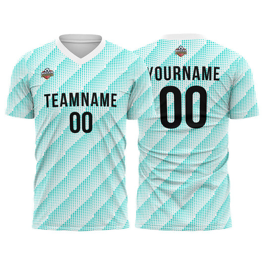 Benutzerdefinierte Fußball Trikots für Männer Frauen Personalisierte Fußball Uniformen für Erwachsene und Kind Weiß-Teal