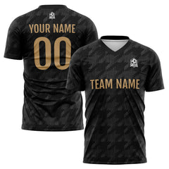 Benutzerdefinierte Fußball Trikots für Männer Frauen Personalisierte Fußball Uniformen für Erwachsene und Kind Schwarz&Alt Gold