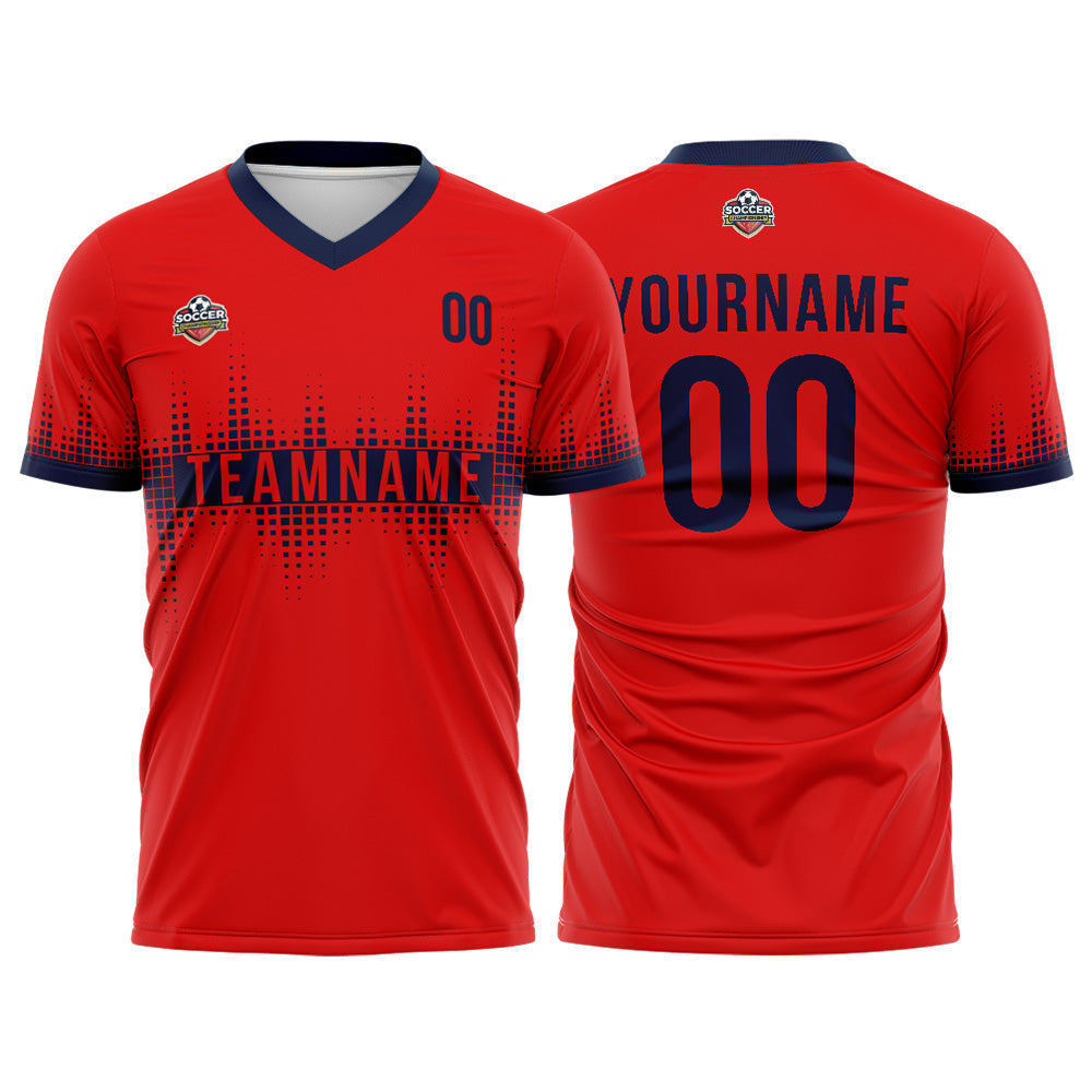 Benutzerdefinierte Fußball Trikots für Männer Frauen Personalisierte Fußball Uniformen für Erwachsene und Kind Rot-Marine