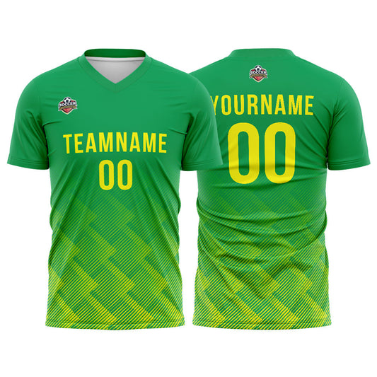 Benutzerdefinierte Fußball Trikots für Männer Frauen Personalisierte Fußball Uniformen für Erwachsene und Kind Grün-Gelb