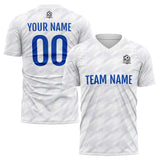 Benutzerdefinierte Fußball Trikots für Männer Frauen Personalisierte Fußball Uniformen für Erwachsene und Kind Weiß&Blau