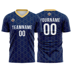 Benutzerdefinierte Fußball Trikots für Männer Frauen Personalisierte Fußball Uniformen für Erwachsene und Kind Marine-Gold