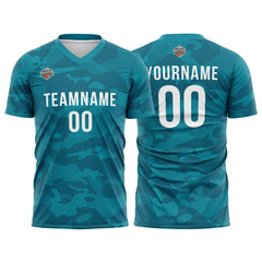 Benutzerdefinierte Fußball Trikots für Männer Frauen Personalisierte Fußball Uniformen für Erwachsene und Kind Teal-Marine