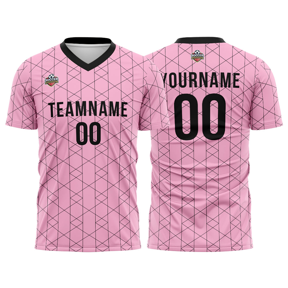 Benutzerdefinierte Fußball Trikots für Männer Frauen Personalisierte Fußball Uniformen für Erwachsene und Kind Rosa-Schwarz