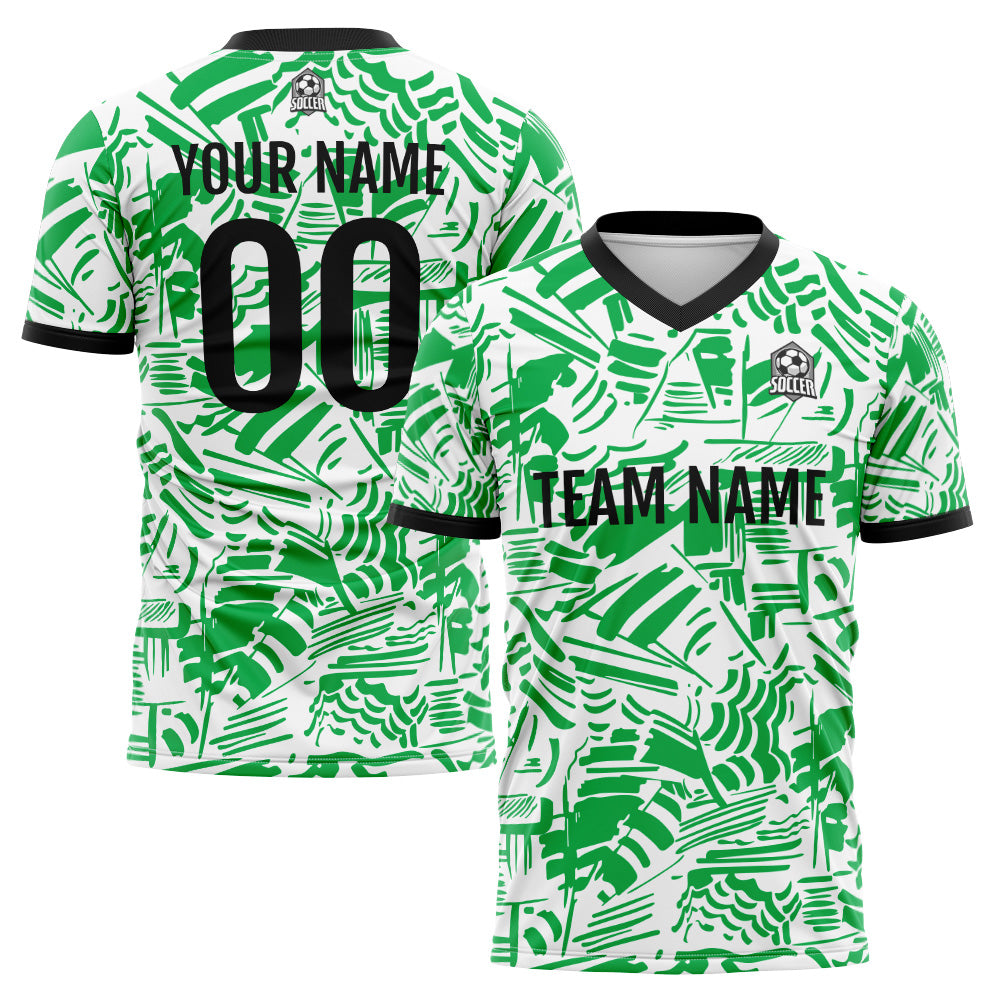 Benutzerdefinierte Fußball Trikots für Männer Frauen Personalisierte Fußball Uniformen für Erwachsene und Kind Grün&Weiß&Schwarz