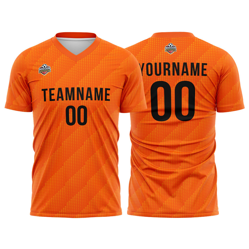 Benutzerdefinierte Fußball Trikots für Männer Frauen Personalisierte Fußball Uniformen für Erwachsene und Kind Orange