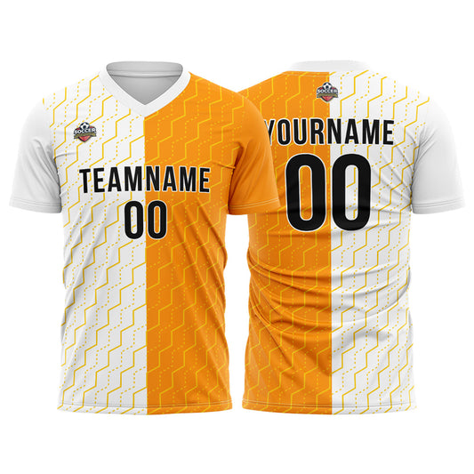 Benutzerdefinierte Fußball Trikots für Männer Frauen Personalisierte Fußball Uniformen für Erwachsene und Kind Weiß-Orange