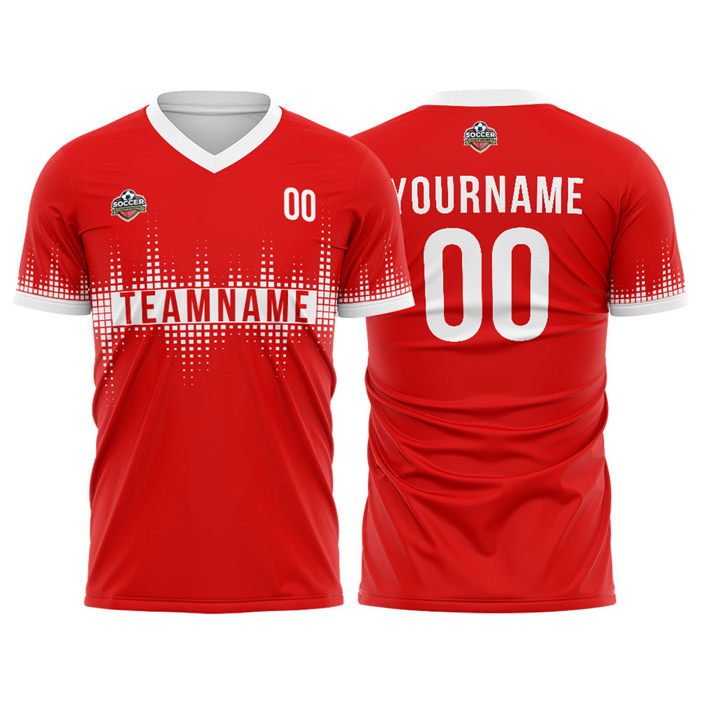 Benutzerdefinierte Fußball Trikots für Männer Frauen Personalisierte Fußball Uniformen für Erwachsene und Kind Rot-Weiß