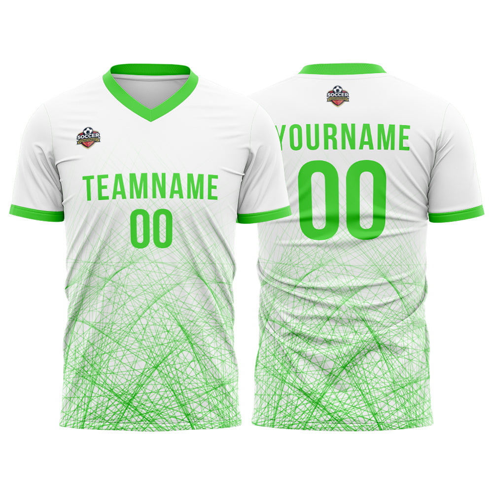 Benutzerdefinierte Fußball Trikots für Männer Frauen Personalisierte Fußball Uniformen für Erwachsene und Kind Weiß-Neon Grün