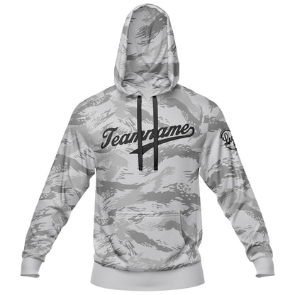 Benutzerdefiniert Tarnung Sport-Hoodie-Oberteil und Hosen-Set Grau-schwarz