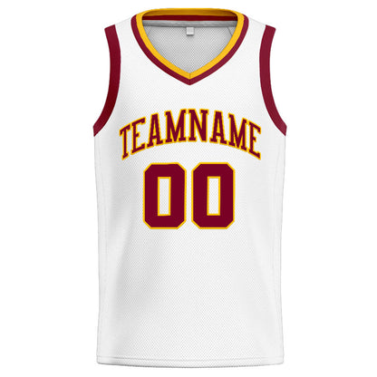 Benutzerdefinierte Authentisch  Basketball Trikot Weiß-Purpur-Gelb