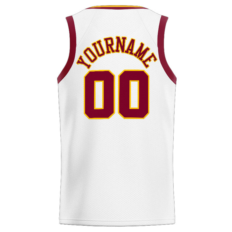 Benutzerdefinierte Authentisch  Basketball Trikot Weiß-Purpur-Gelb