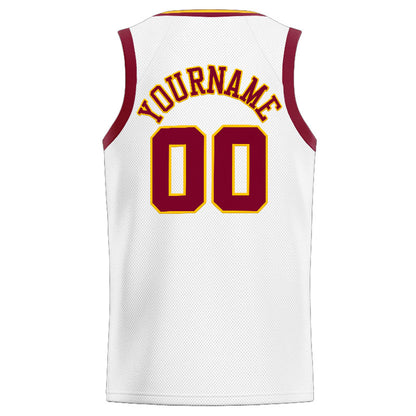 Benutzerdefinierte Authentisch  Basketball Trikot Weiß-Purpur-Gelb