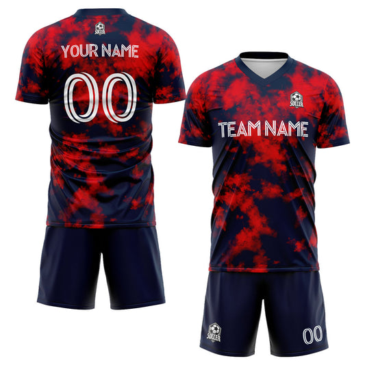 Benutzerdefinierte Fußballuniform Jersey Kinder Erwachsene Personalisiertes Set Jersey Shirt Marine