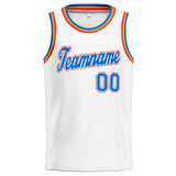 Benutzerdefinierte Authentisch  Basketball Trikot Weiß-Blau-Orange