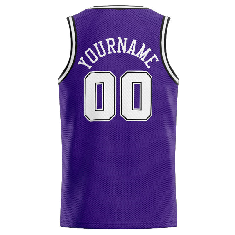 Benutzerdefinierte Authentisch  Basketball Trikot Lila-Weiß-Schwarz
