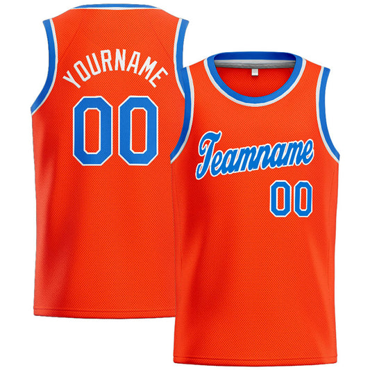 Benutzerdefinierte Authentisch  Basketball Trikot Orange-Blau-Weiß