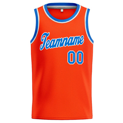 Benutzerdefinierte Authentisch  Basketball Trikot Orange-Blau-Weiß
