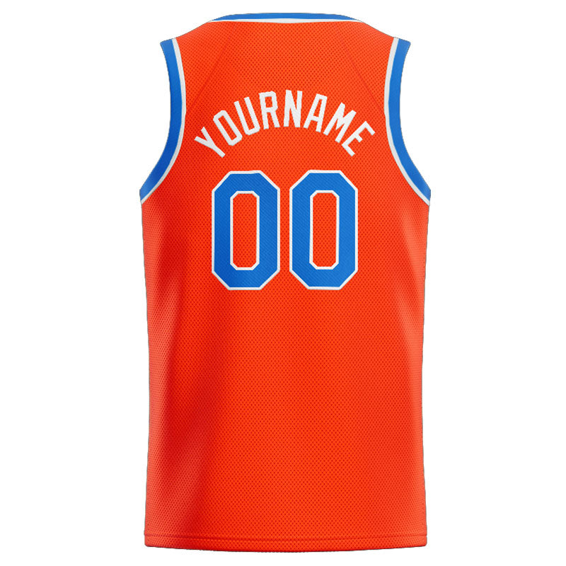 Benutzerdefinierte Authentisch  Basketball Trikot Orange-Blau-Weiß