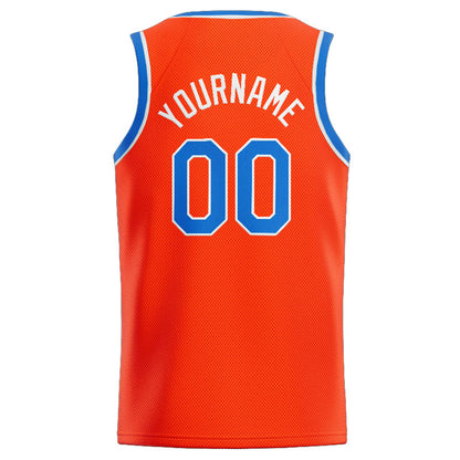 Benutzerdefinierte Authentisch  Basketball Trikot Orange-Blau-Weiß