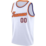 Benutzerdefinierte Authentisch Basketball Trikot Weiß-Orange-Violett