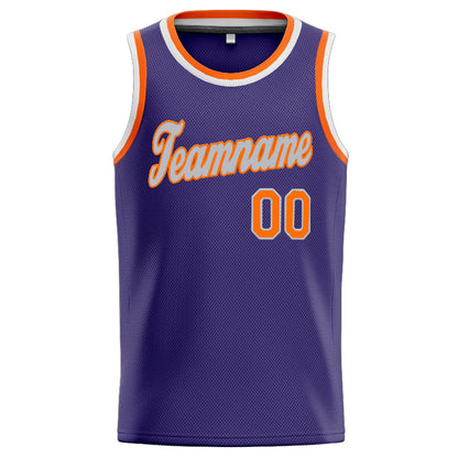 Benutzerdefinierte Authentisch  Basketball Trikot Lila-Orange-Weiß